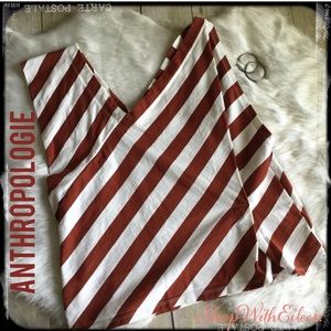 Anthropologie Stamp Cream Burnt Red Striped Top